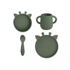 NUUROO Lykke Silikonový jídelní set Giraf Dusty Green NUUROO Lykke Silikonový jídelní set Giraf Dusty Green
