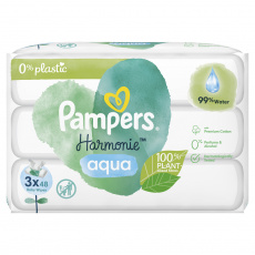 PAMPERS Harmonie Aqua dětské čisticí ubrousky 3 balení = 144 ubrousků PAMPERS Harmonie Aqua dětské čisticí ubrousky 3 balení = 144 ubrousků