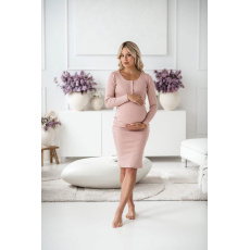 Těhotenské a kojící šaty žebrované Tummy milk & love pudrově růžová