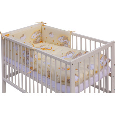 Dětská postýlka s vyndavacími příčkami - bílá - 120x60 cm s kompletní výbavou Mráček Barva soupravy: Mráček béžový