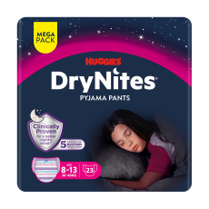 HUGGIES® Kalhotky plenkové jednorázové DryNites MEGA 30-34 kg Girl, 23 ks, L HUGGIES® Kalhotky plenkové jednorázové DryNites MEGA 30-34 kg Girl, 23 ks, L