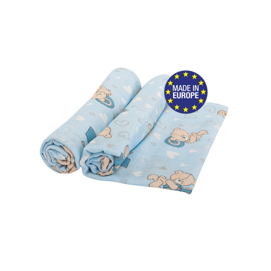 Bomimi Osuška TETRA Premium 140 g/m2, 2ks, 80x100, medvídek-modrá