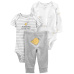 CARTER'S Set 3dílný body kr. rukáv, body dl. rukáv, tepláky Grey Chick neutrál LBB PRO, vel. 46