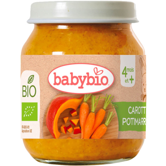 BABYBIO Bio mrkev a dýně 130 g, 6m+