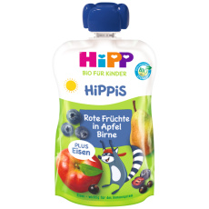 HiPP BIO HiPPiS Jablko-Hruška-Červené ovoce + železo od uk. 1. roku, 100 g