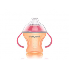 BABYONO Hrnek netekoucí s měkkým náustkem Natural Nursing 180 ml oranžová