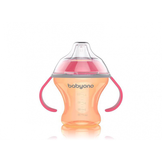 BABYONO Hrnek netekoucí s měkkým náustkem Natural Nursing 180 ml oranžová BABYONO Hrnek netekoucí s měkkým náustkem Natural Nursing 180 ml oranžová