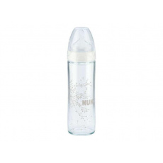 NUK New classic láhev Love sklo 240 ml, silikon - bílá NUK New classic láhev Love sklo 240 ml, silikon - bílá