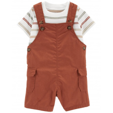 CARTER'S Set 2dílný triko kr. rukáv, kraťasy na kšandy Brown&Color Stripes kluk 3m CARTER'S Set 2dílný triko kr. rukáv, kraťasy na kšandy Brown&Color Stripes kluk 3m