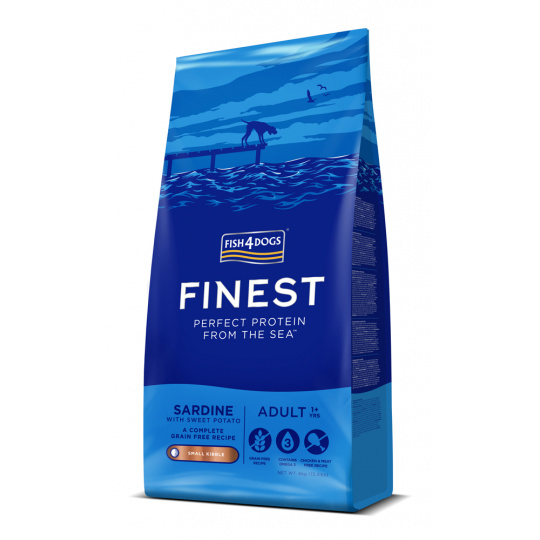 FISH4DOGS Granule malé pro dospělé psy Finest sardinka se sladkými bramborami 6 kg, 1+