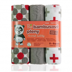 T-TOMI Pleny bambusové BIO 70x70 cm, 3 ks, červené kuličky T-TOMI Pleny bambusové BIO 70x70 cm, 3 ks, červené kuličky