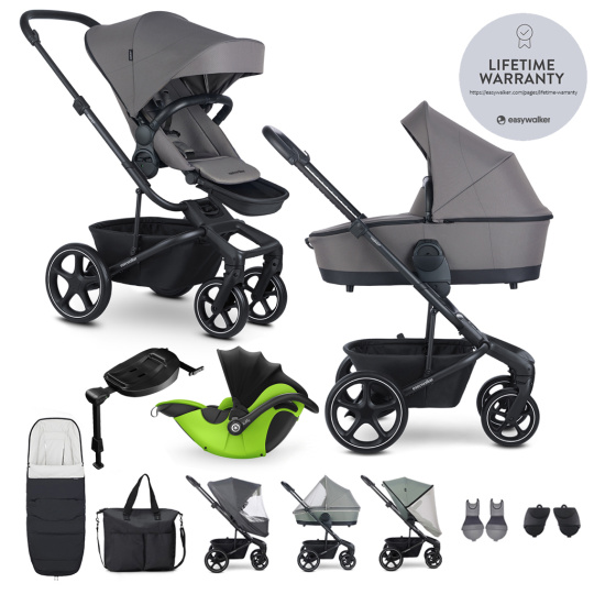 EASYWALKER Kočárek kombinovaný Harvey⁵ Pebble Grey XXL RWS + KIDDY Evoluna i-size 2 + základna