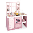 Smoby Kuchyňka elektronická s magickými těstovinami Loft Fleur Pink 360° růžová se zvukem oboustranná s 27 doplňky 50 cm pracovní deska