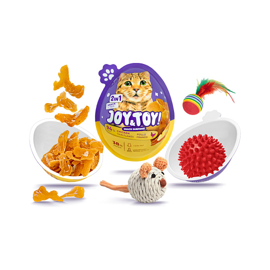 JOY&TOY! Vajíčko pro kočky s překvapením Thin Flakes - kuřecí masíčko