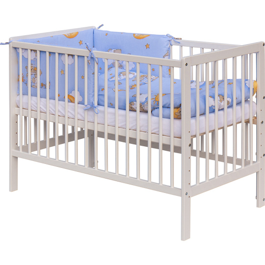 Scarlett Dětská postýlka s kompletní výbavou Scarlett 120 x 60 cm - Mráček - modrá Scarlett Dětská postýlka s kompletní výbavou Scarlett 120 x 60 cm - Mráček - modrá