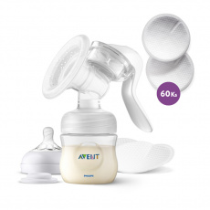 Philips AVENT Odsávačka mléka manuální + Vložky do podprsenky 60 ks Philips AVENT Odsávačka mléka manuální + Vložky do podprsenky 60 ks