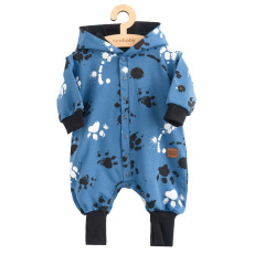 Kojenecký bavlněný overal s kapucí a oušky New Baby tlapka modrý Kojenecký bavlněný overal s kapucí a oušky New Baby tlapka modrý