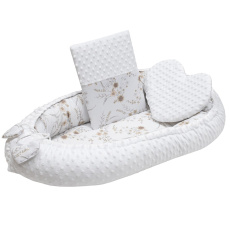 Luxusní hnízdečko s polštářkem a peřinkou New Baby z Minky Květy bílé Luxusní hnízdečko s polštářkem a peřinkou New Baby z Minky Květy bílé