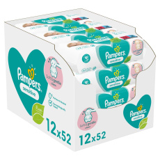 12x PAMPERS Sensitive Ubrousky vlhčené 52 ks