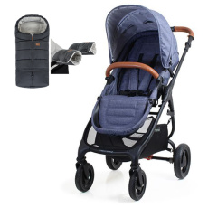 VALCO BABY Kočárek sportovní Trend 4 Ultra Denim + fusak Jibot a rukávník/rukavice Jasie GRY