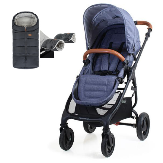 VALCO BABY Kočárek sportovní Trend 4 Ultra Denim + fusak Jibot a rukávník/rukavice Jasie GRY