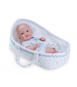Nines 30401 Baby Recien Nacido CUNA plaváček 37cm kluk s taškou Nines 30401 Baby Recien Nacido CUNA plaváček 37cm kluk s taškou