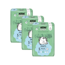 MUUMI Baby Pants 5 Maxi+ 10-15 kg (114 ks), měsíční balení kalhotkových eko plen MUUMI Baby Pants 5 Maxi+ 10-15 kg (114 ks), měsíční balení kalhotkových eko plen