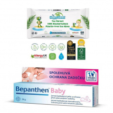 BEPANTHEN Mast Baby 30 g + vlhčené ubrousky Happy Planet 100% BIO, 60 ks BEPANTHEN Mast Baby 30 g + vlhčené ubrousky Happy Planet 100% BIO, 60 ks
