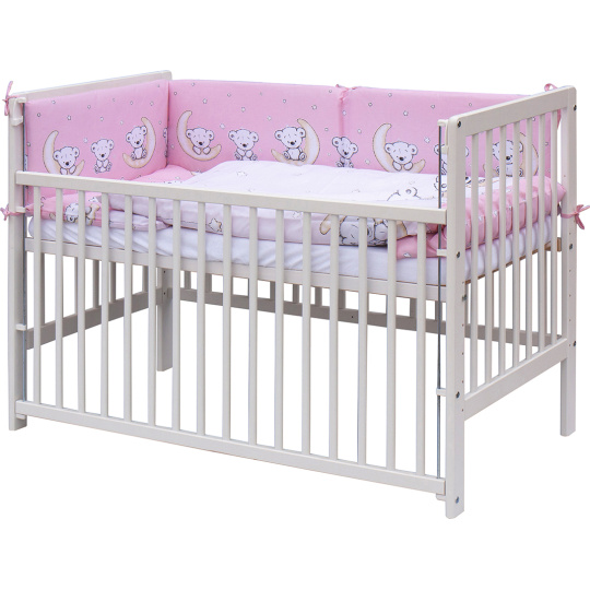 Scarlett Dětská postýlka s kompletní výbavou Scarlett 120 x 60 cm - Toro - růžová Scarlett Dětská postýlka s kompletní výbavou Scarlett 120 x 60 cm - Toro - růžová